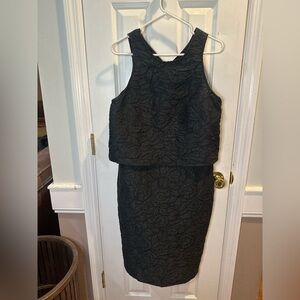 Julia Jordan Dress Womens Sz 12 Black Floral Textured Sleeveless‎ Sheath Pencil